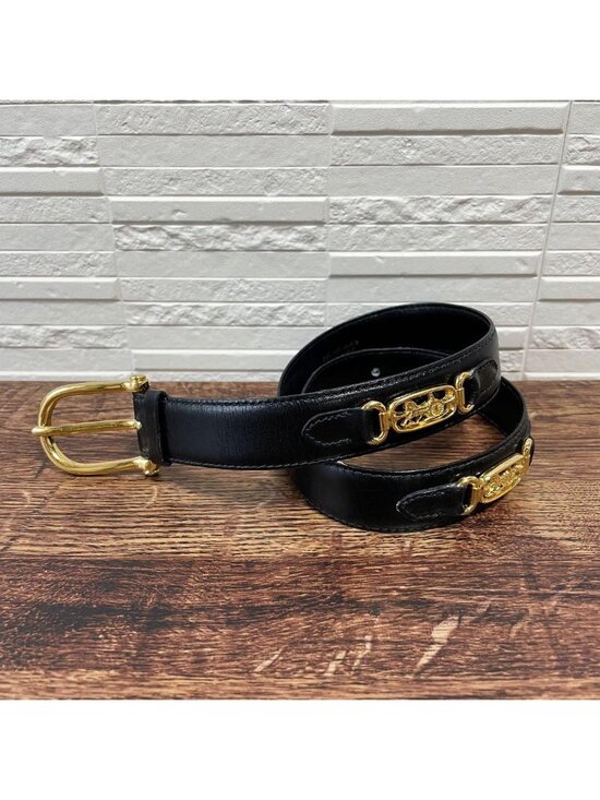 Celine Leather Carriage Logo Gold Belt Black main image 6